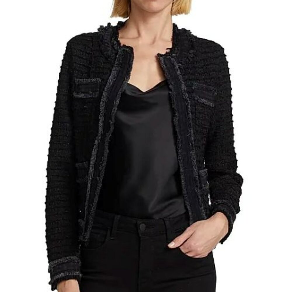 L'AGENCE Agnes Tweed & Denim Jacket Size M